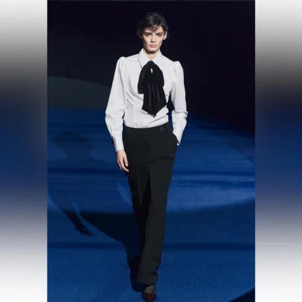 ZARA VELVET BOW SHIRT ZW COLLECTION - Picture 5 of 9